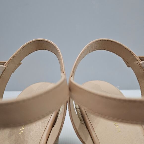NEW Stuart Weitzman Teddi Wedge Women 10.5 Tan Leather Espadrille Sandal Beige - Picture 7 of 13